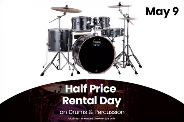 Half Price Rental Day on Drums & Percussion